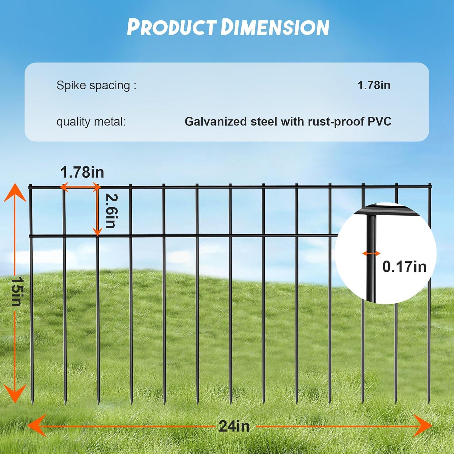 24x15-inch Black Coated Metal Animal Barrier Fence