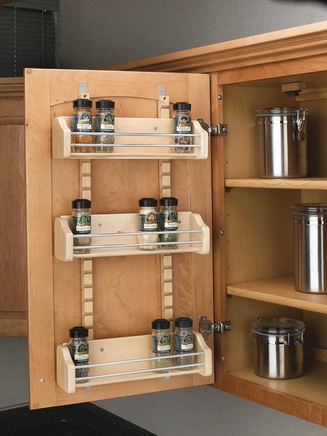 Rev-A-Shelf Small Adjustable 3-Shelf Cabinet Door Mount Spice Rack
