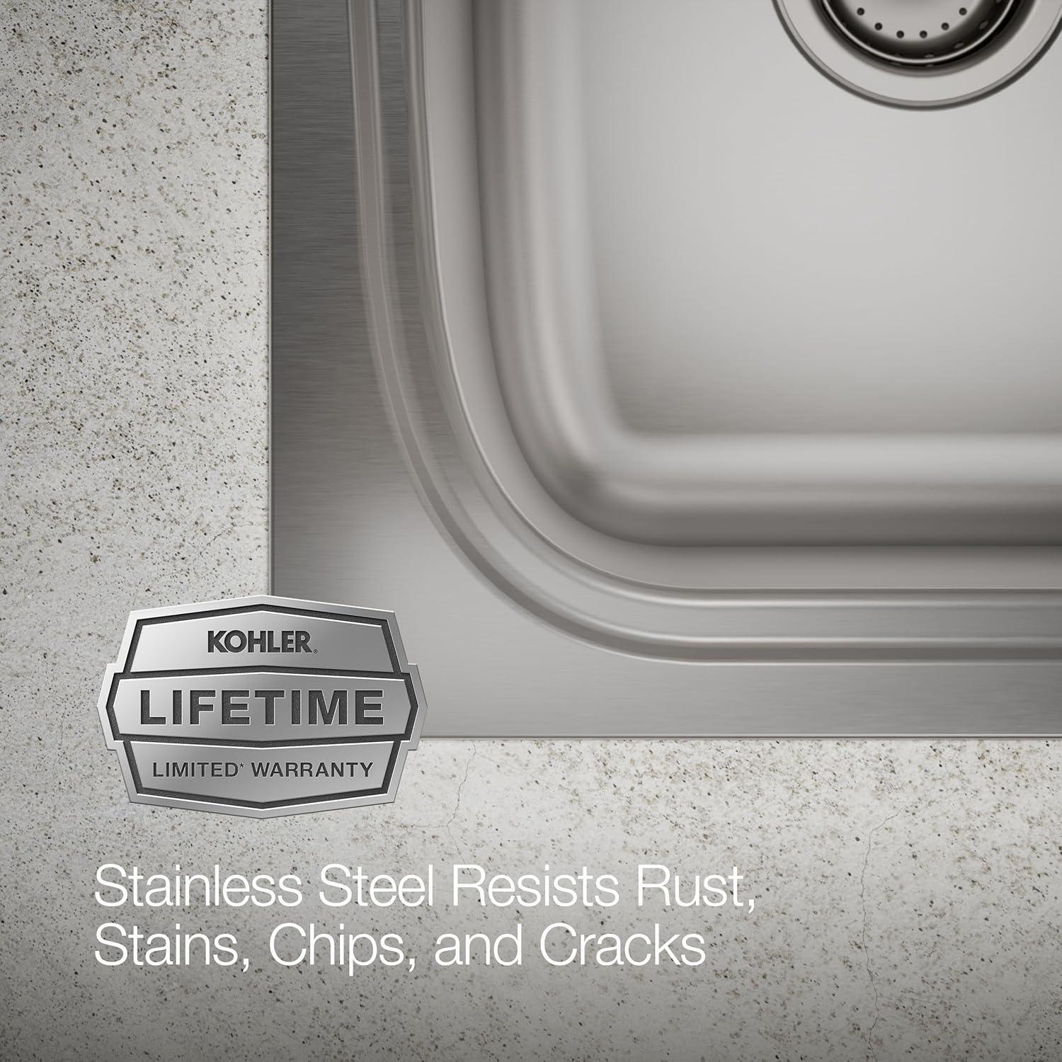 Kohler K-R75791-2PC-NA All-In- One-Kit Kitchen Sink, Brushed Stainless