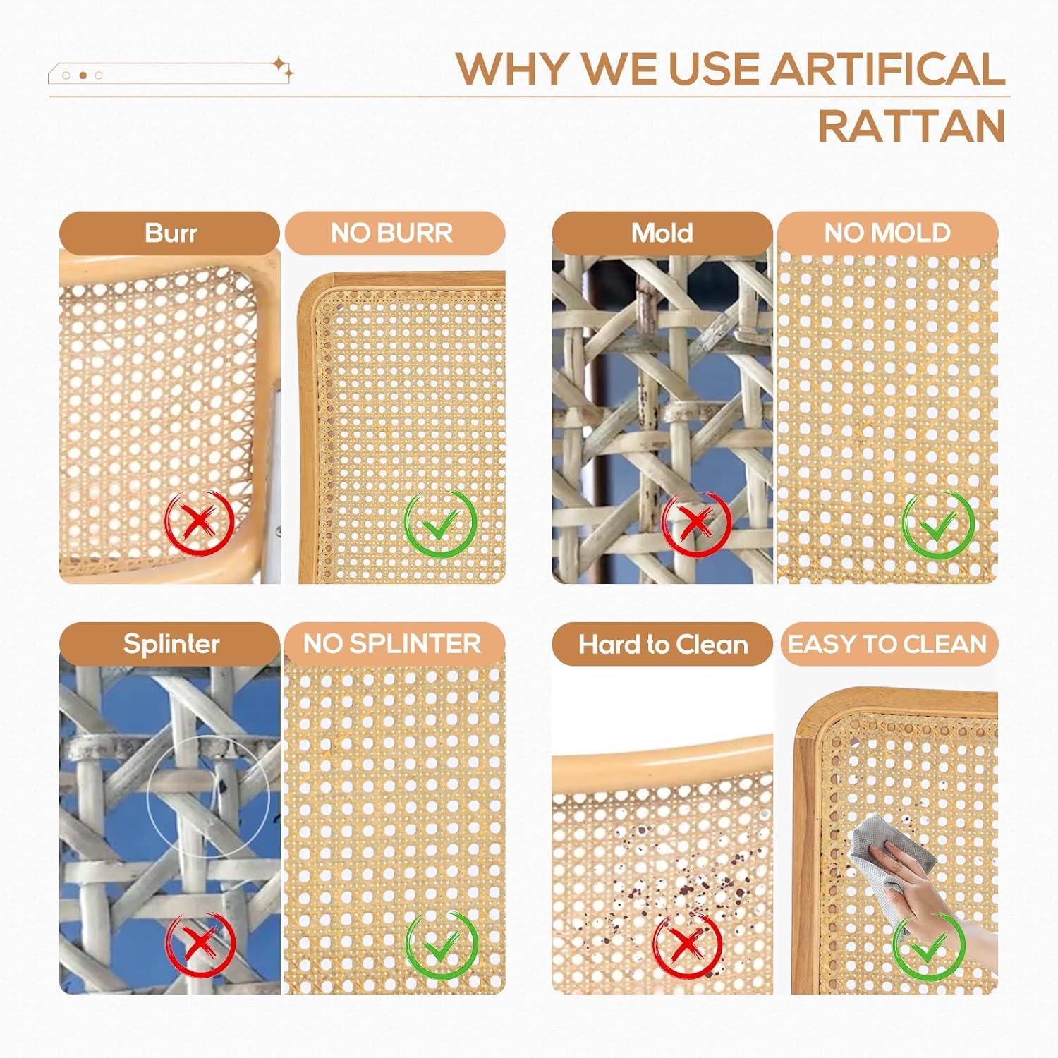 COLAMY Velvet Rattan Dining Chairs Set of 2, Mid Century Modern Dining Room Kitchen Side Chairs with Metal Chrome Legs and Upholstered Seat for Home, Living Room, Bedroom - Yellow