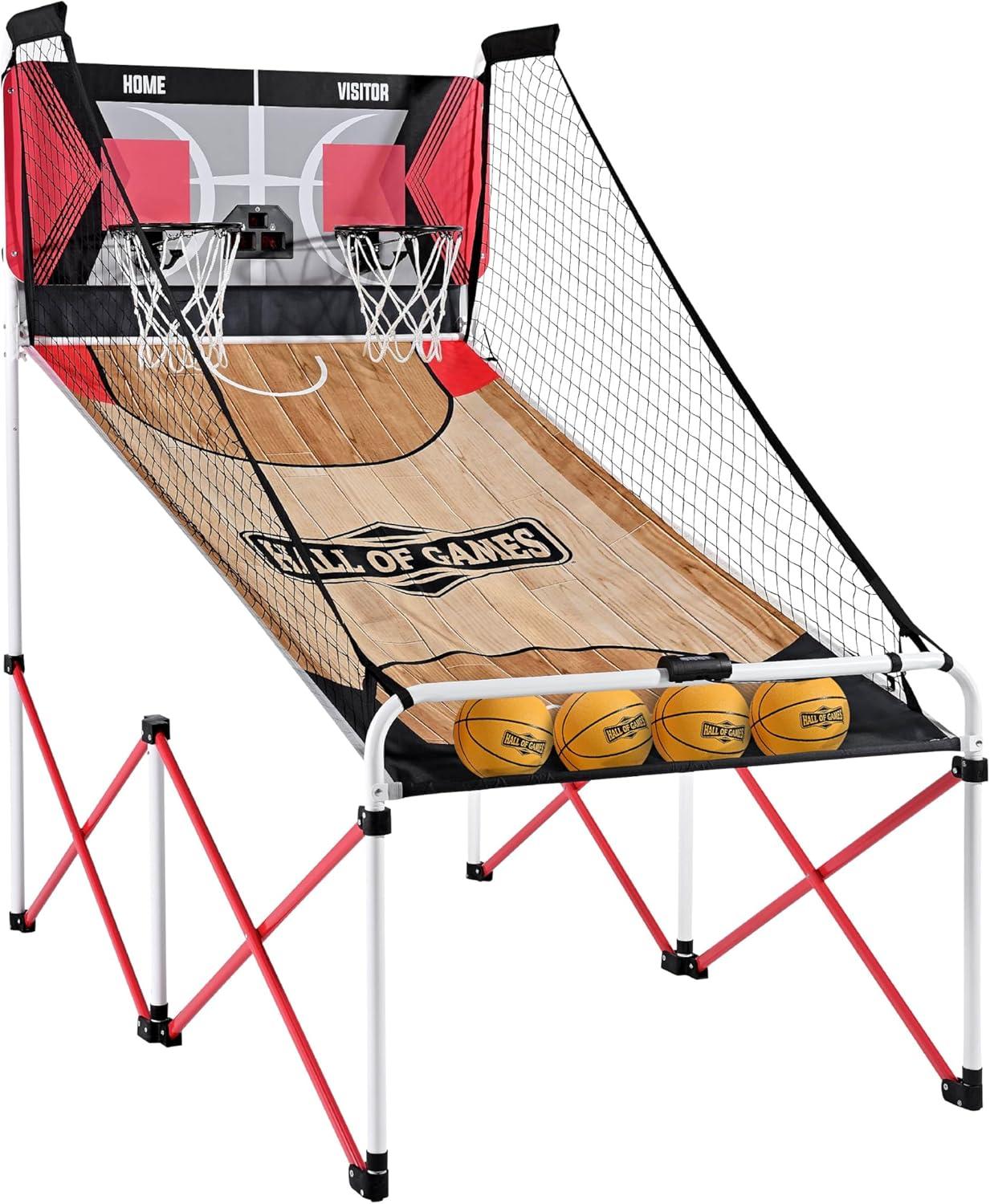 Hall of Games Hall of Games Easy to Assemble Arcade Basketball 84” Tall Indoor Steel Frame EZ-Fold X-Leg