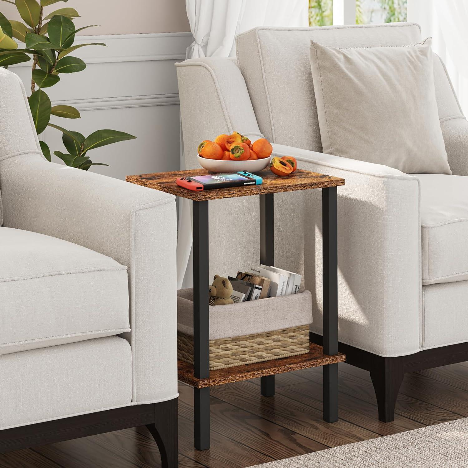 End Table, Set of 2, Side Table, Nightstand, 2-Tier Storage Shelf, Sofa Table for Small Space, Living Room, Bed Room TB01BB035