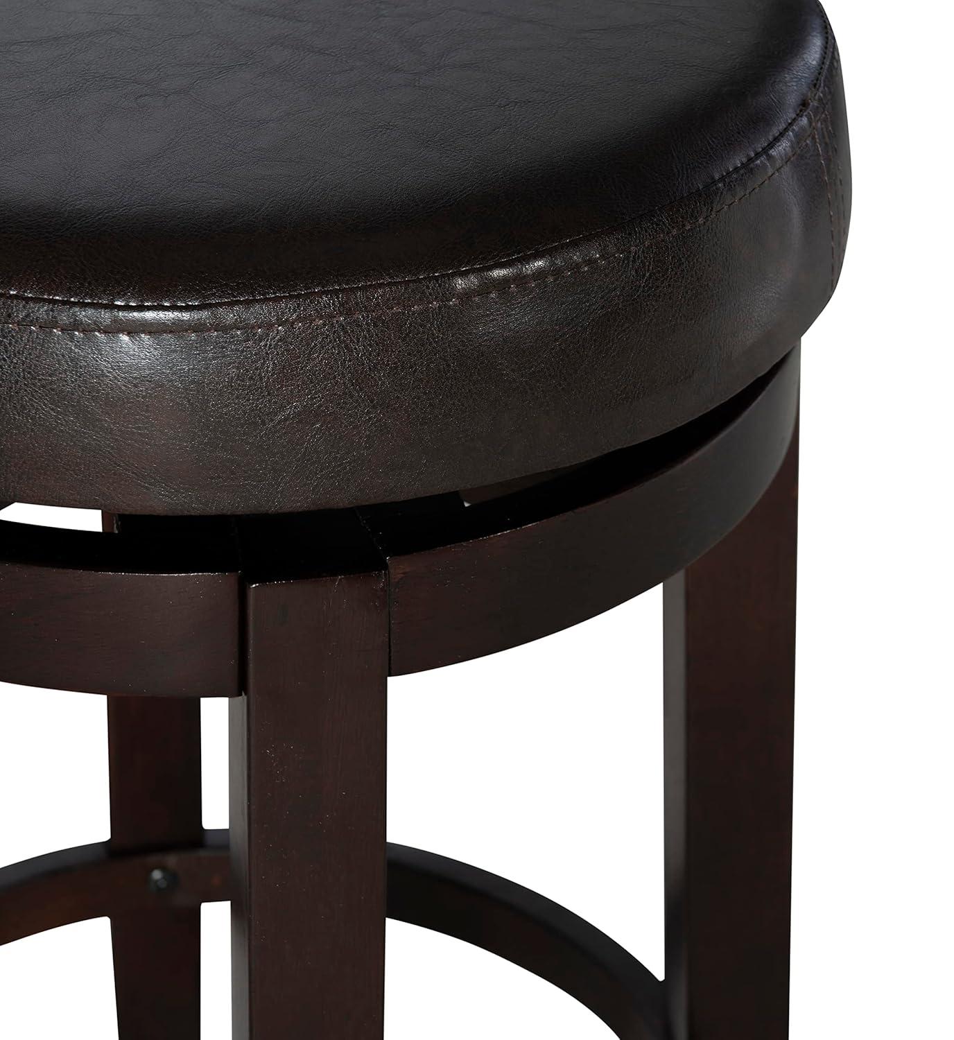 Linon Maya Faux Leather Swivel Backless Counter Height Barstool Brown: Upholstered, Wood Legs, 225 lbs Capacity