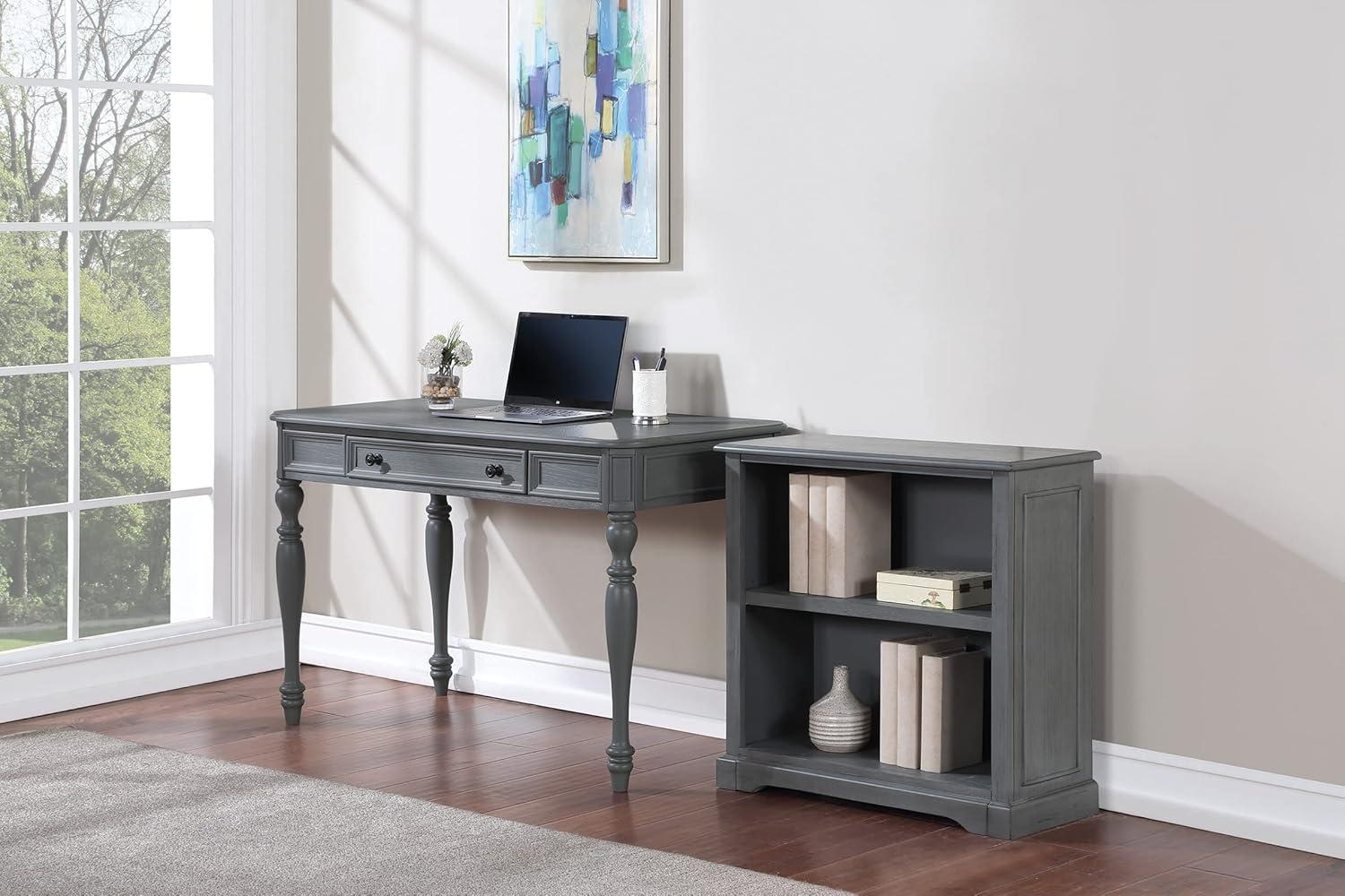 Country Meadows 2-Shelf Engineered Wood Bookcase in Plantation Gray