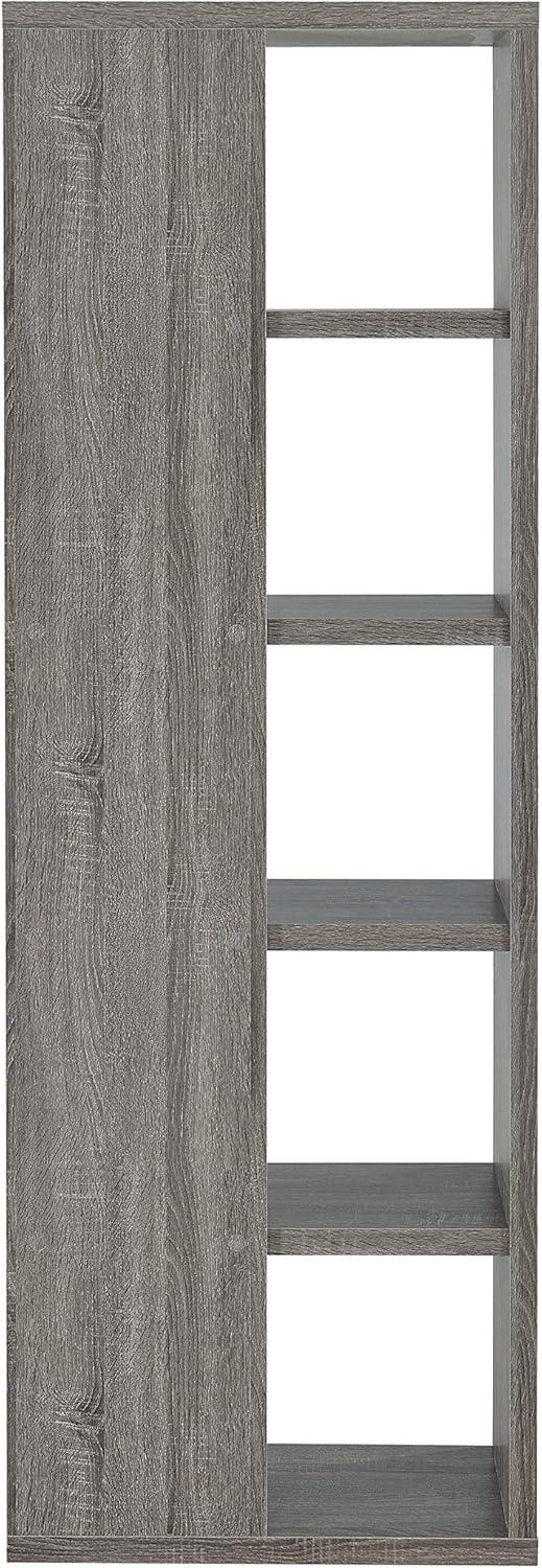 70.75" Rustic 5 Shelf Bookcase Weathered Gray - Coaster: Laminated Melamine, Fixed Shelves, Open Back