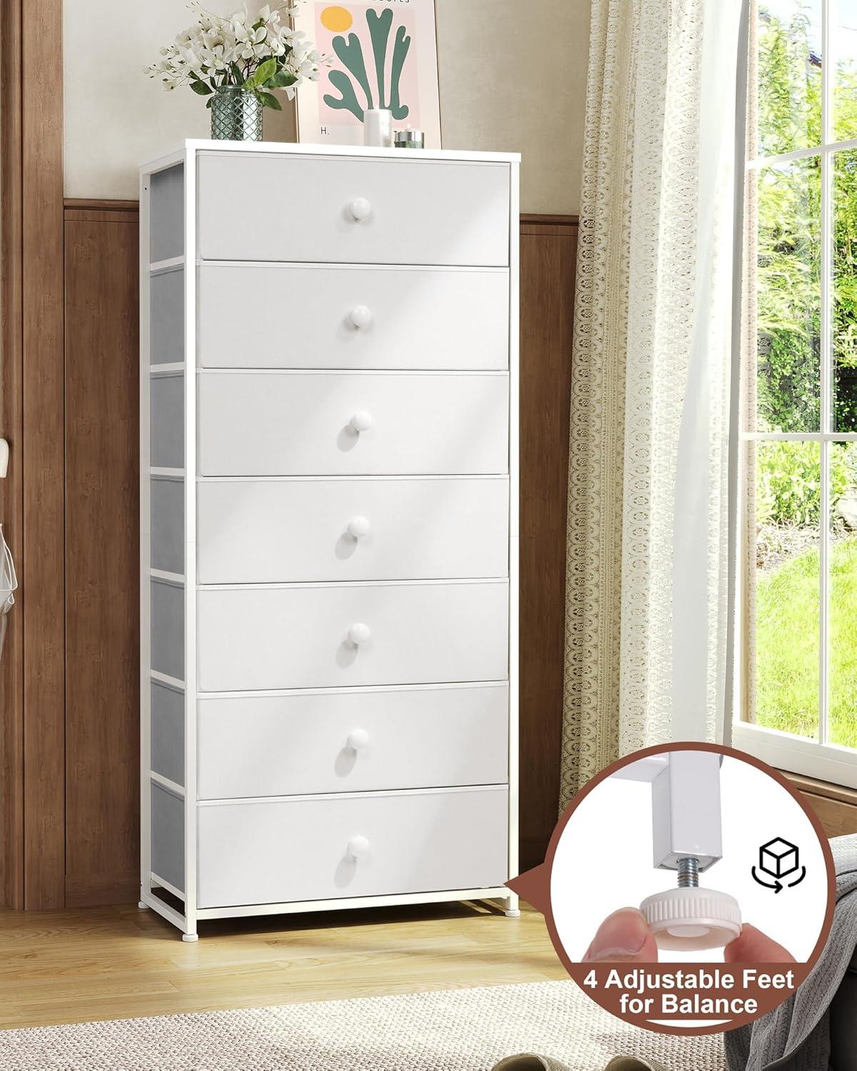 Crestlive Products 7 Drawers dresser for bedroom Chest Furniture Storage Tower Organizer Unit for Bedroom White