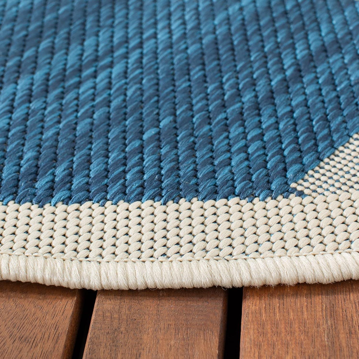 Safavieh Courtyard Becky Quatrefoil Indoor/Outdoor Runner Rug, 2'3" x 14', Navy/Beige