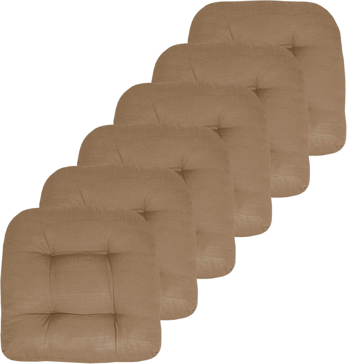 Marina Decoration Premium Thick Patio Pad Tufted 19 x 19 x 4" Solid Outdoor Chair Seat Cushions, 6 Pack