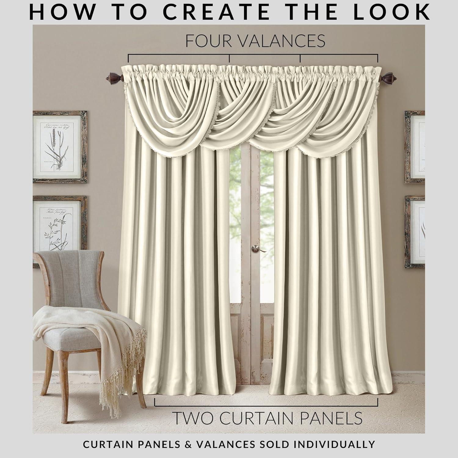All Seasons Single Waterfall Window Valance - 52" x 36" - Ivory - Elrene Home Fashions