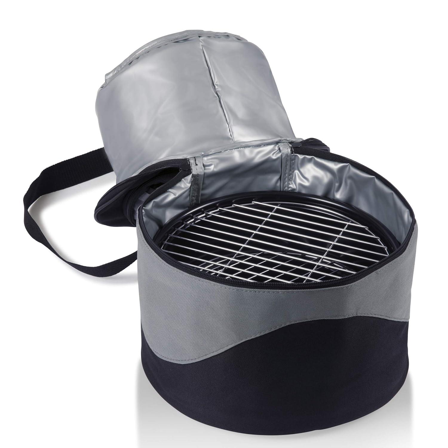 10 in.Caliente Round Portable Cooler/Charcoal Grill in Black
