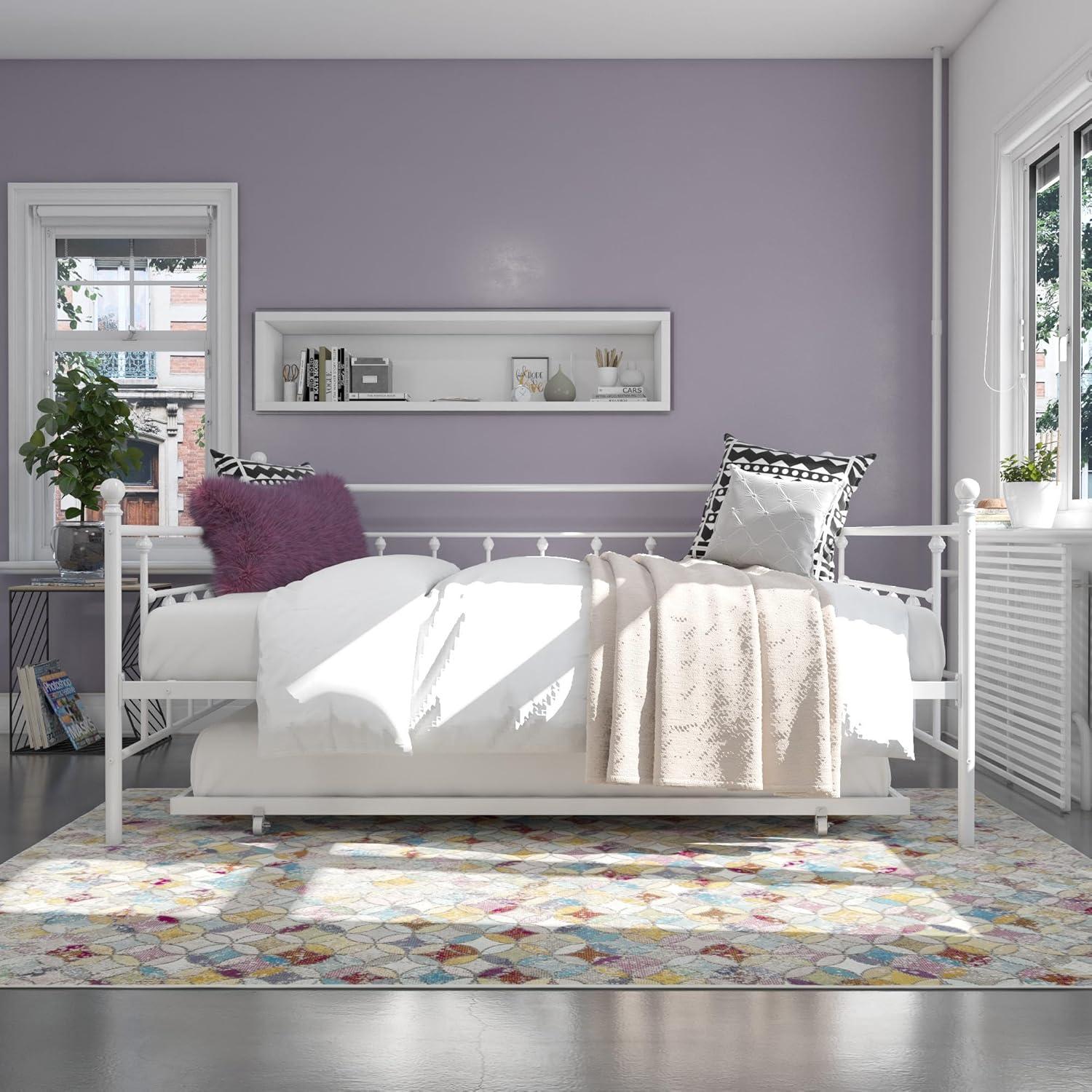 DHP Manila Metal Daybed and Trundle, Queen/Full Size, White