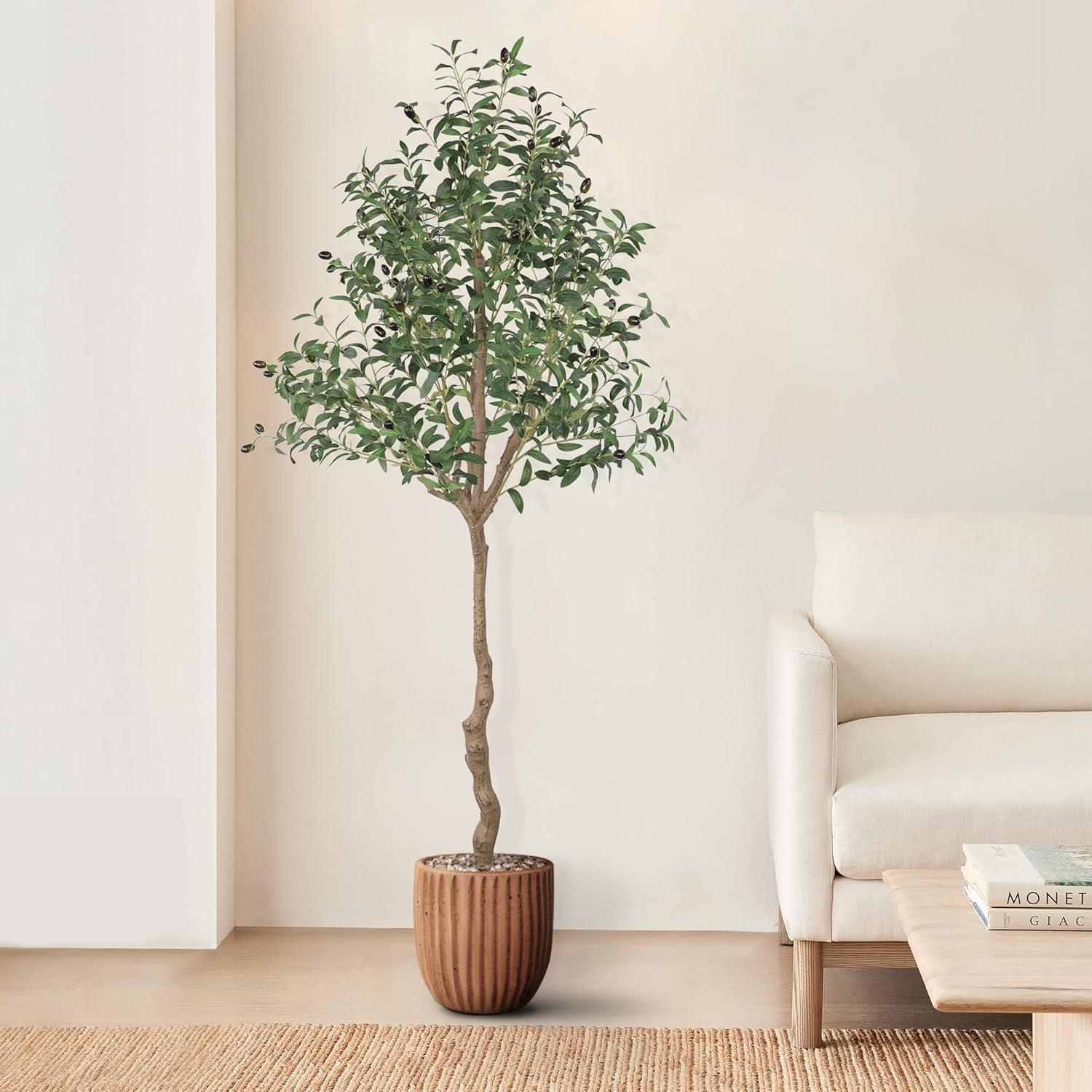 6FT Artificial Olive Tree with Realistic Branches and Pot