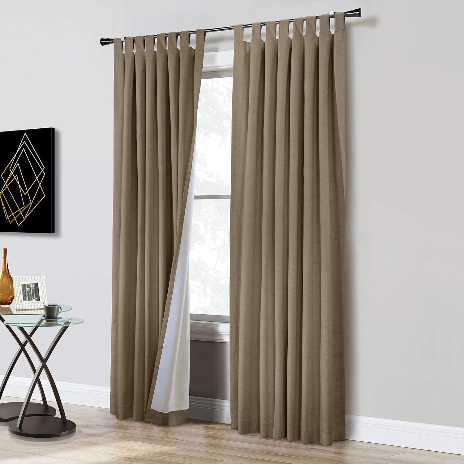 Vienna Total Blackout Foamback Tab Top Curtain Panel Pair each 52" x 63" in Pebble