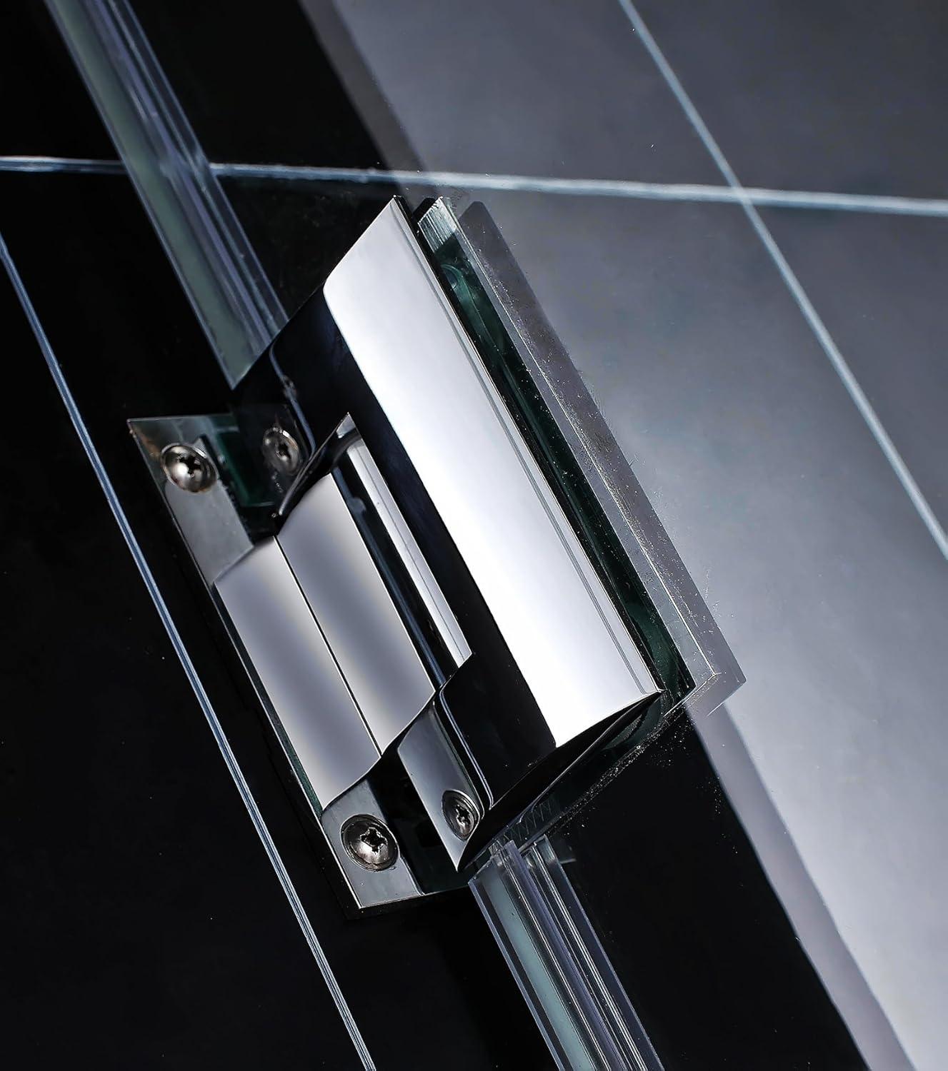 DreamLine Unidoor Plus Chrome 46-in to 46-1/2-in W x 72.0-Inches H Frameless Hinged Shower door 3/8-in Thick Clear Glass
