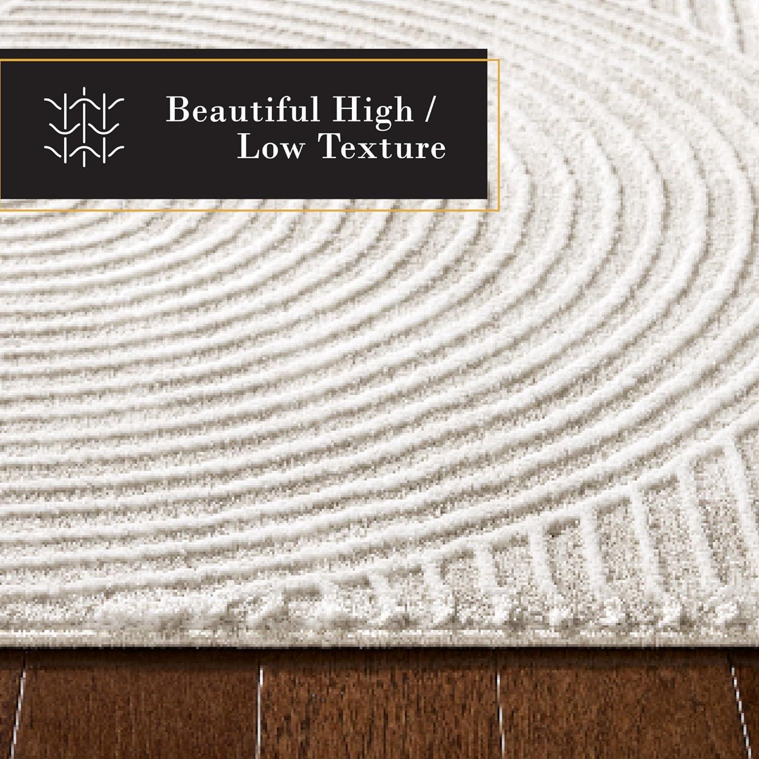 TOWN & COUNTRY Luxe Maya Soft Arches Neutral Indoor Area Rug with High-Low Texture, Ivory/Greige