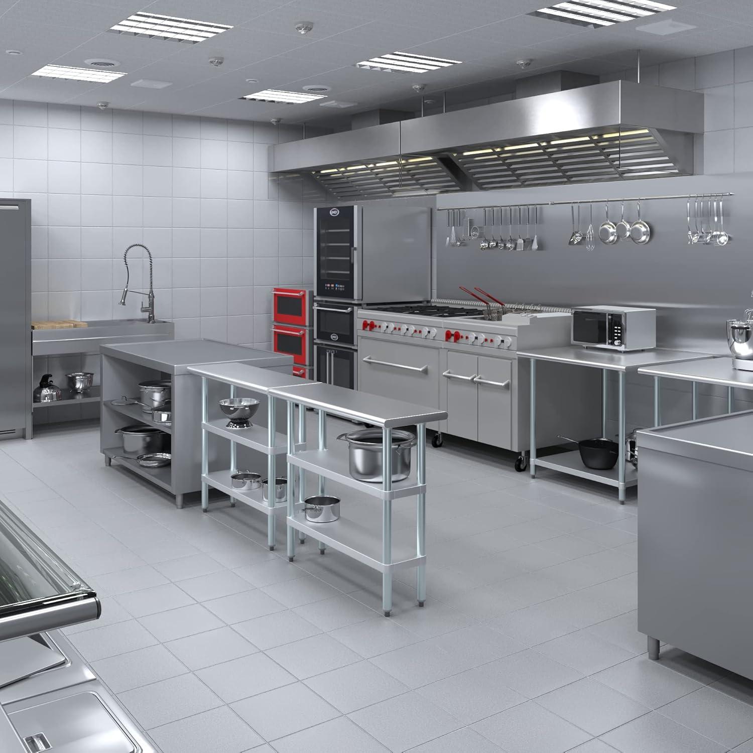 Amgood Stainless Steel Work Table with 2 Shelves
