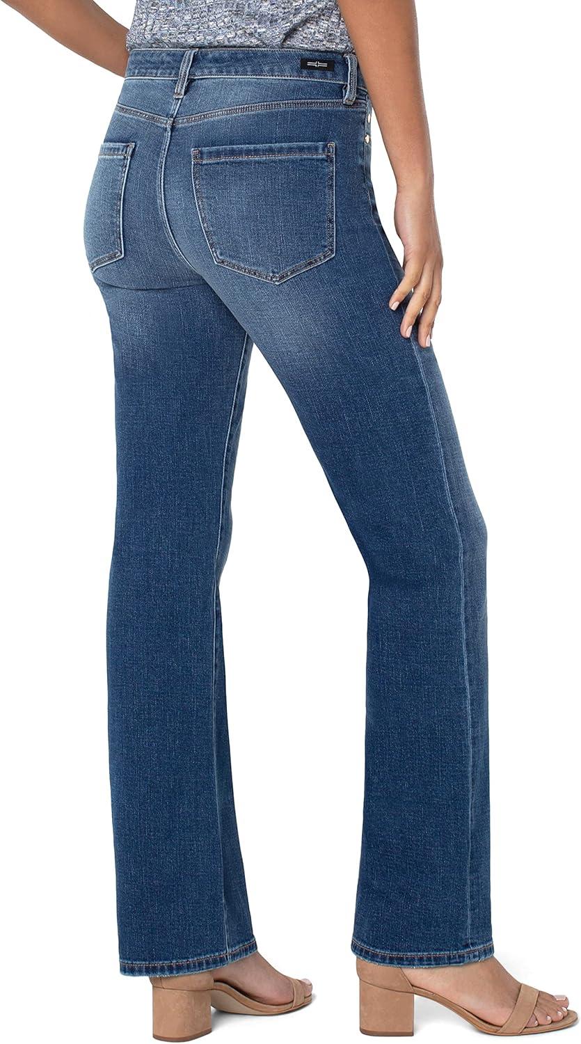 Mid Rise Blue Cotton Blend Bootcut Jeans