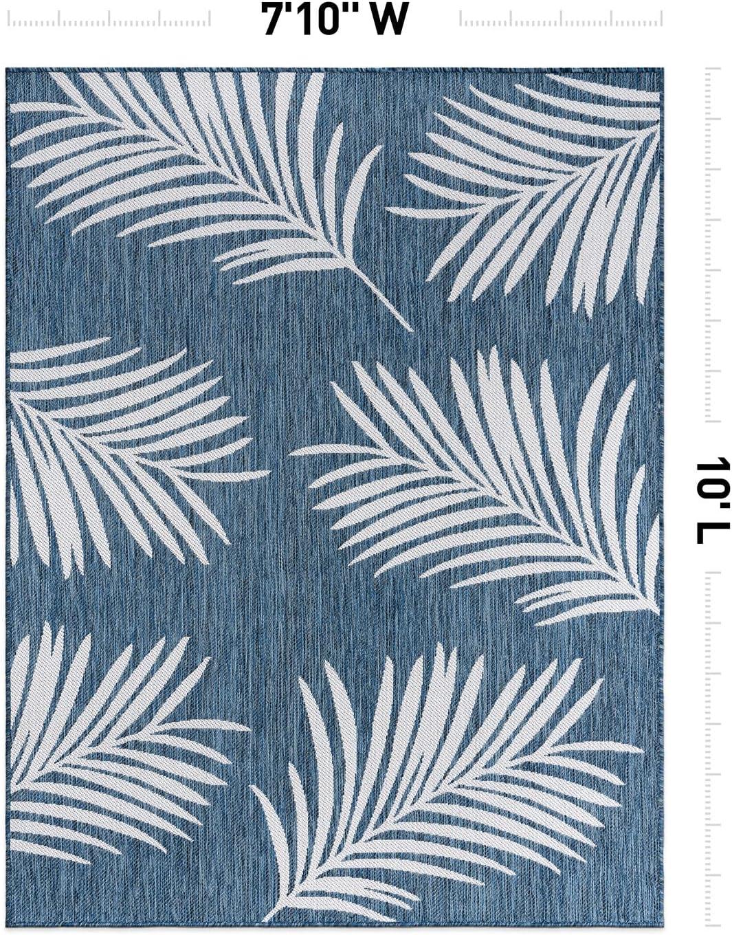 World Rug Gallery Contemporary Palm Leaves Textured Flat Weave Indoor/Outdoor Area Rug