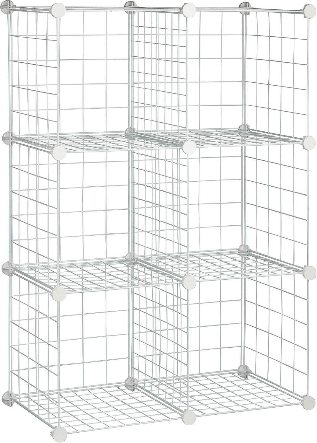 White Steel 6-Cube Modular Storage Organizer