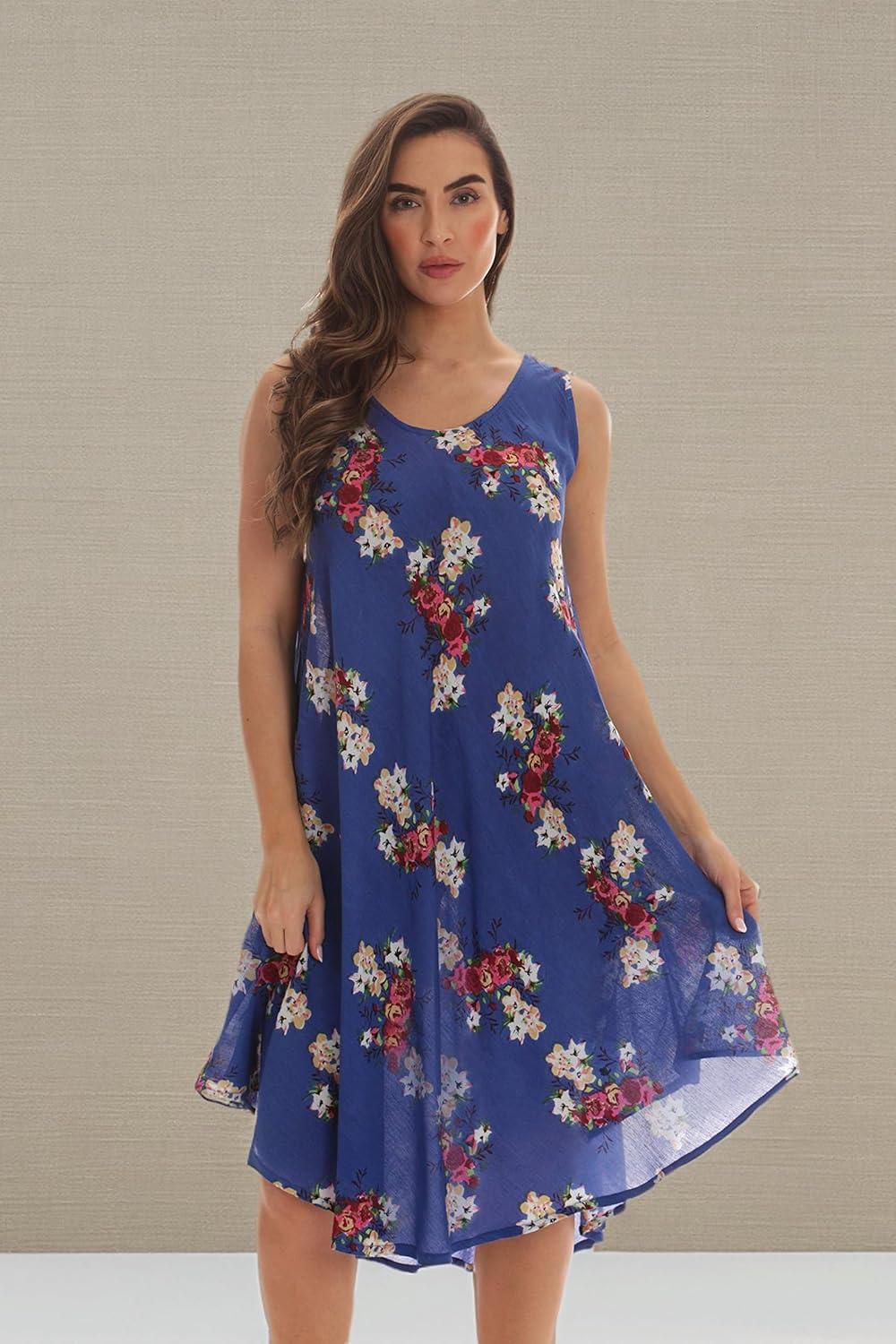 Riviera Sun Womens Floral Print Summer Dress - Beach Cover Up Sundress - Dresses for Women 21993-6015-BLU-3X