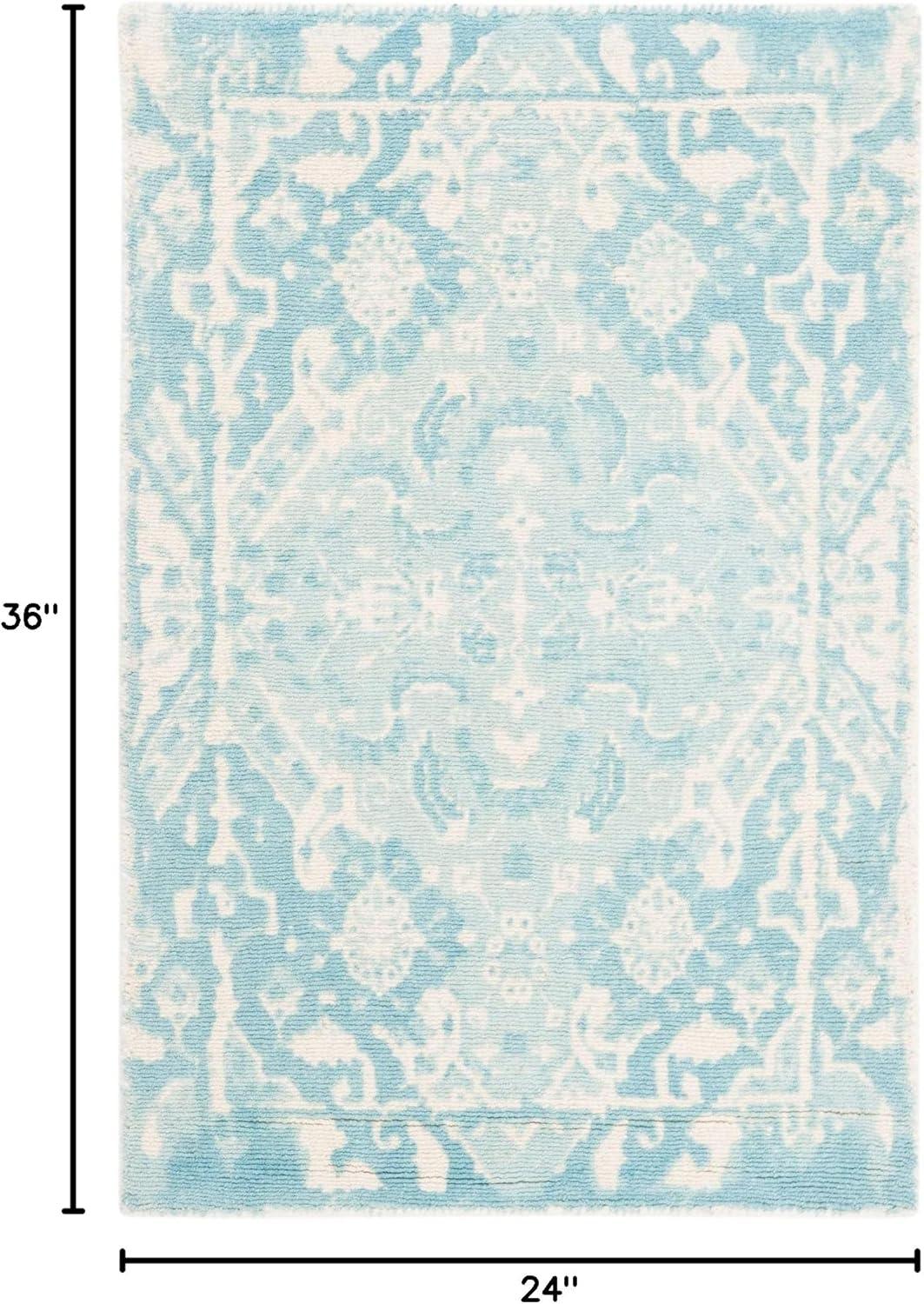 Restoration Vintage Hand-Tufted Wool Light Blue/Ivory Area Rug