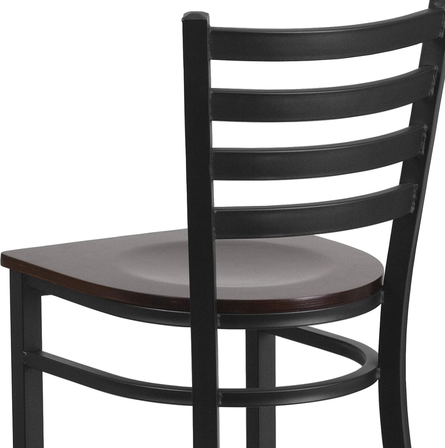 Flash Furniture HERCULES Series Black Ladder Back Metal Restaurant Barstool - Wood Seat Multiple Colors