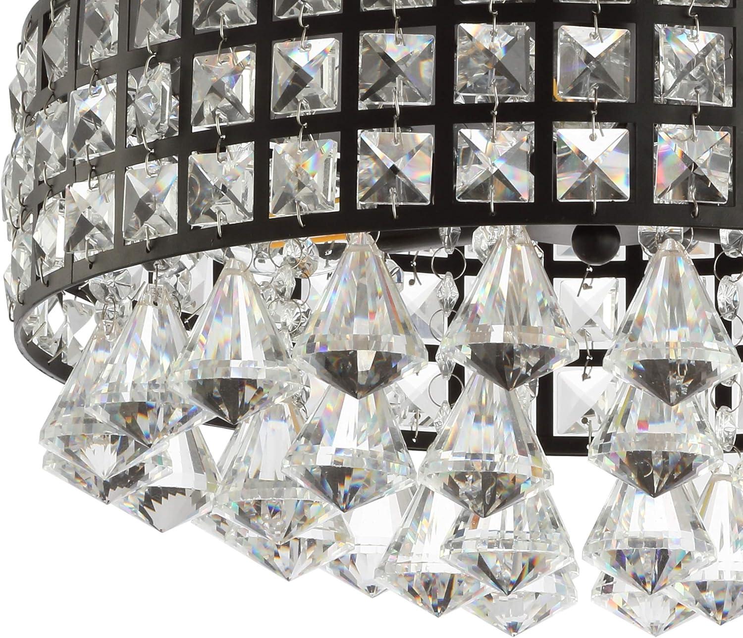 JONATHAN Y Meredith 3-Light Crystal Drops/Metal LED Flush Mount