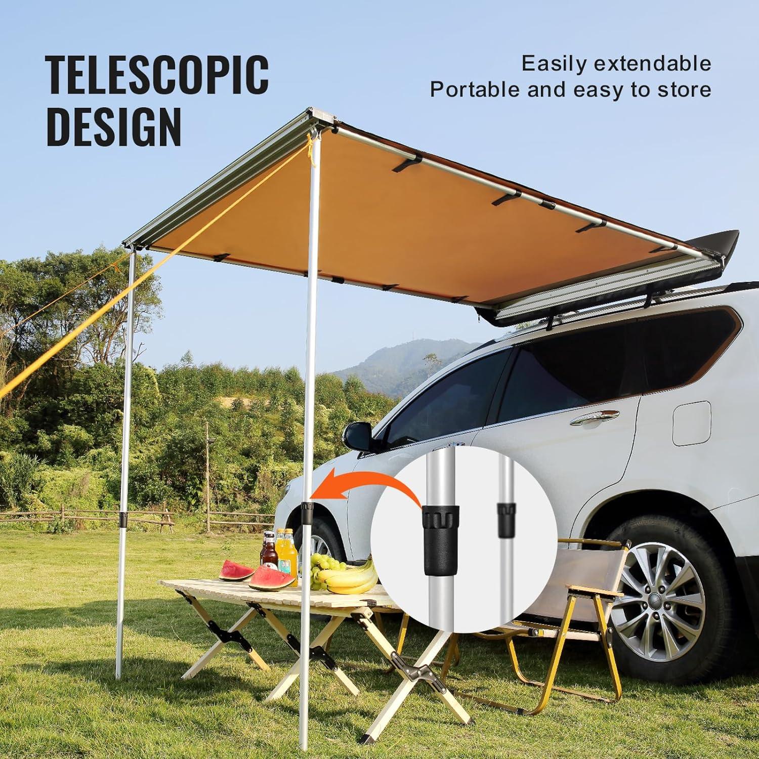 VEVOR 4.6x6.6ft Beige Polyester Retractable Vehicle Awning