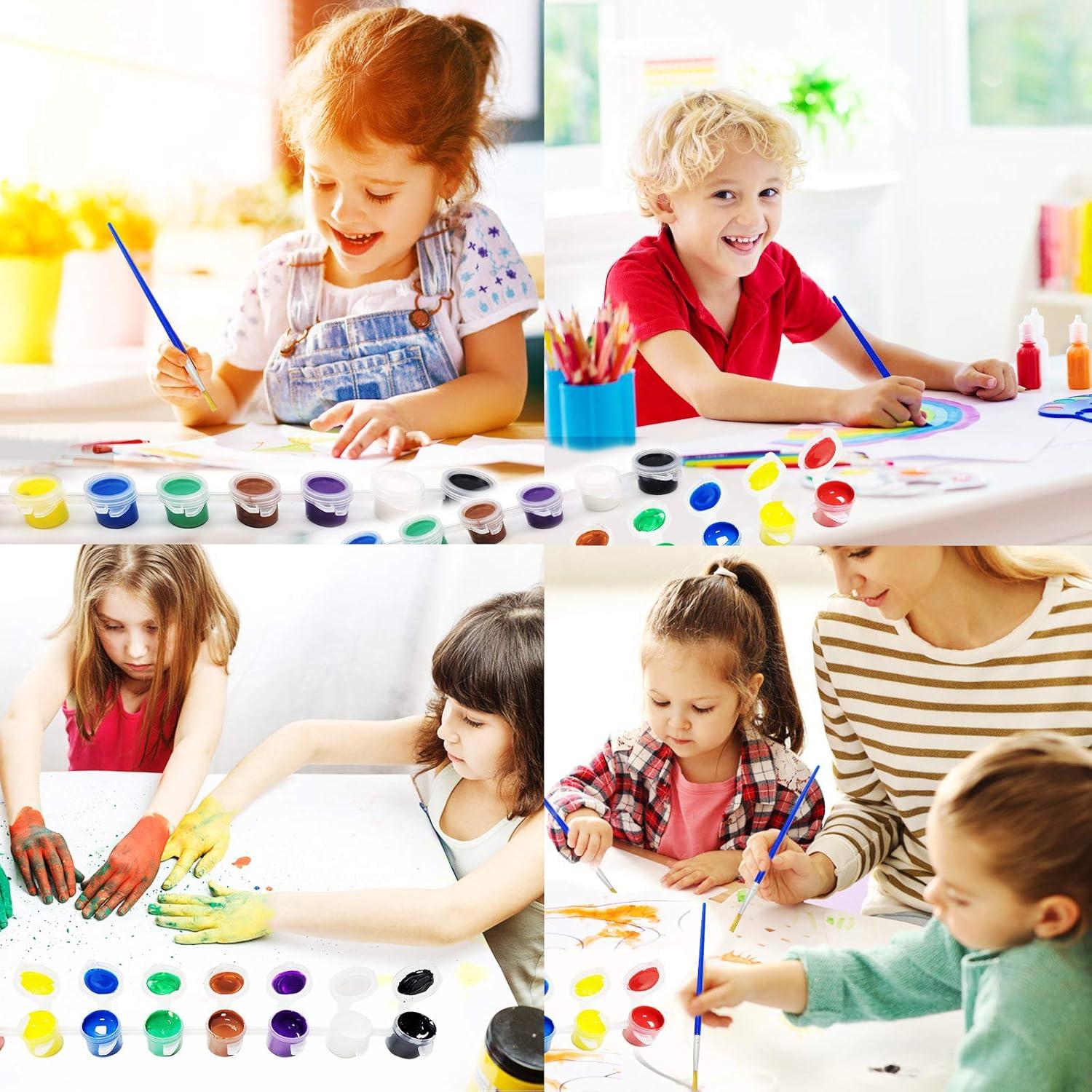 Acrylic Paint Strips For Kids&Adults,Bulk Set of 12 Washable Filled Paint Sets in 8 Colors,With 12 Paintbrushes,Painting Art Supplies Craft Paint Pots for Home Birthday Party Favors (Brown Purple)