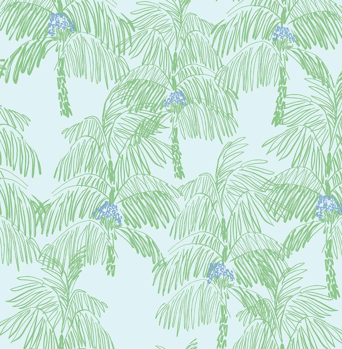 NextWall  Palm Beach Peel and Stick Wallpaper Baby Blue & Seafoam