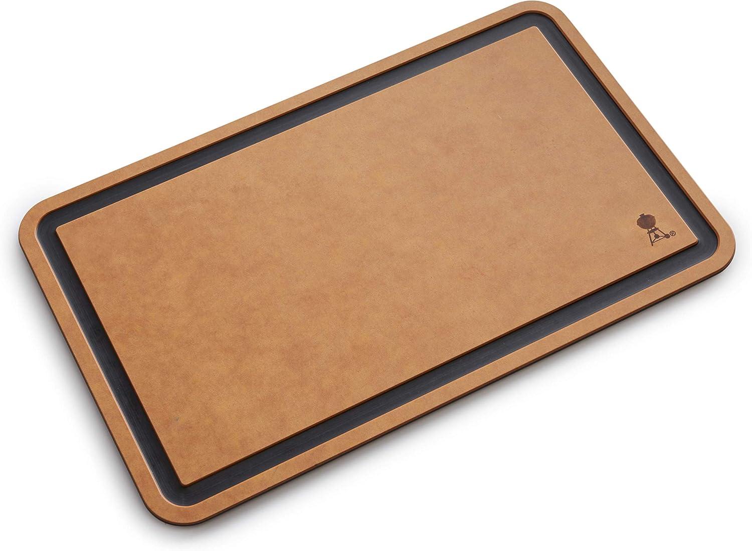 Large Brown Matte Cutting Board with Grooved Design