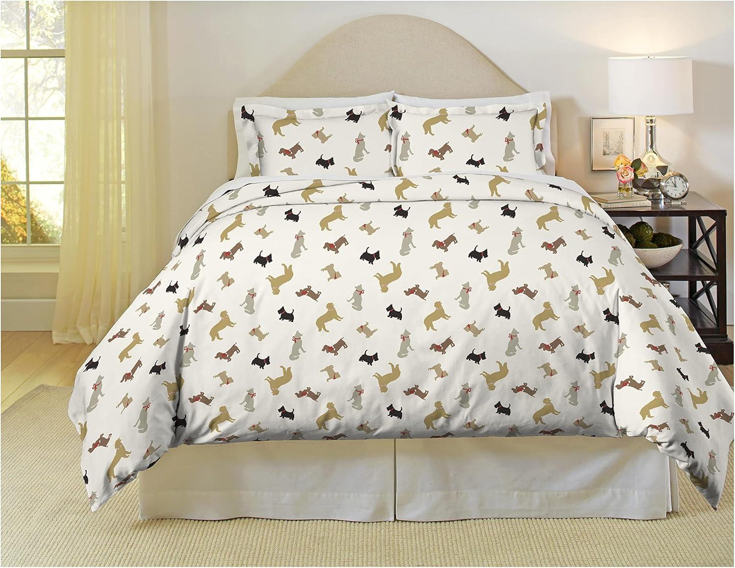 Holiday Dogs Heavy Weight Cotton Flannel King/California King Duvet Set