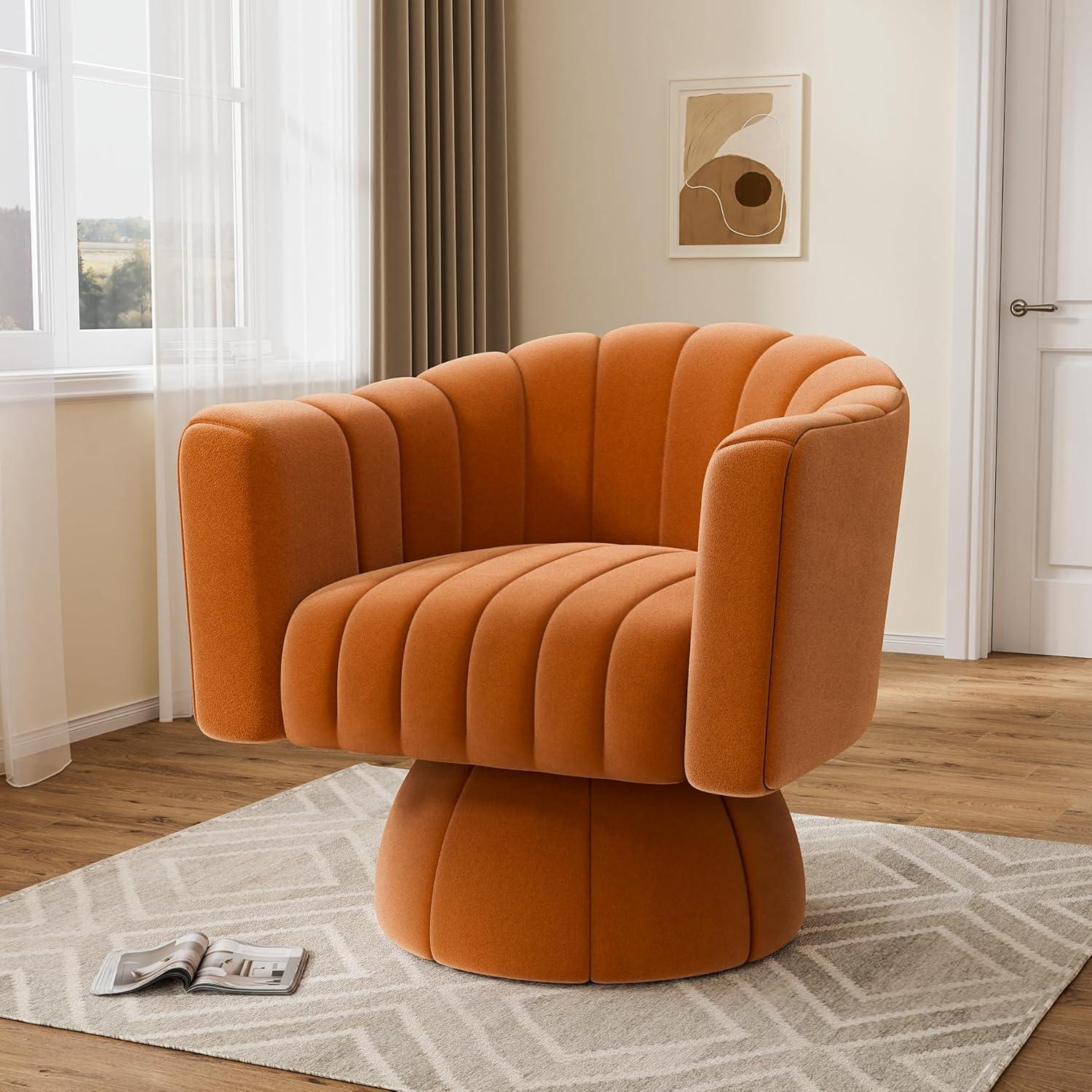 Murrow Velvet Swivel Barrel Chair