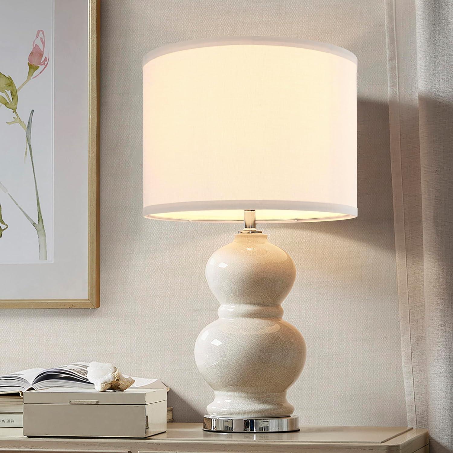 Pure White Medium Drum Linen Table Lamp Shade