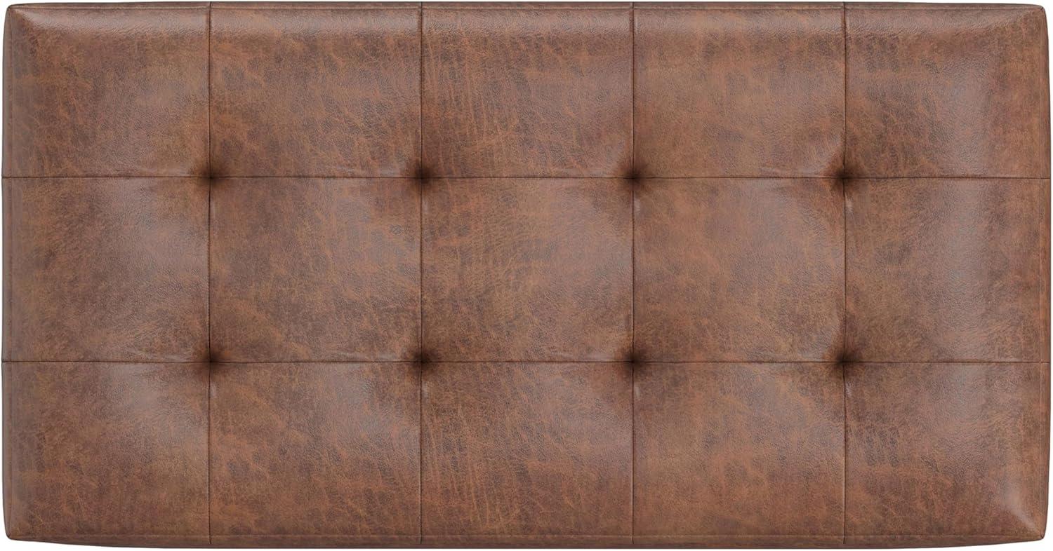 Simpli Home Cosmopolitan 34"W Upholstered Storage Ottoman with Tufted Design and Large Interior Storage