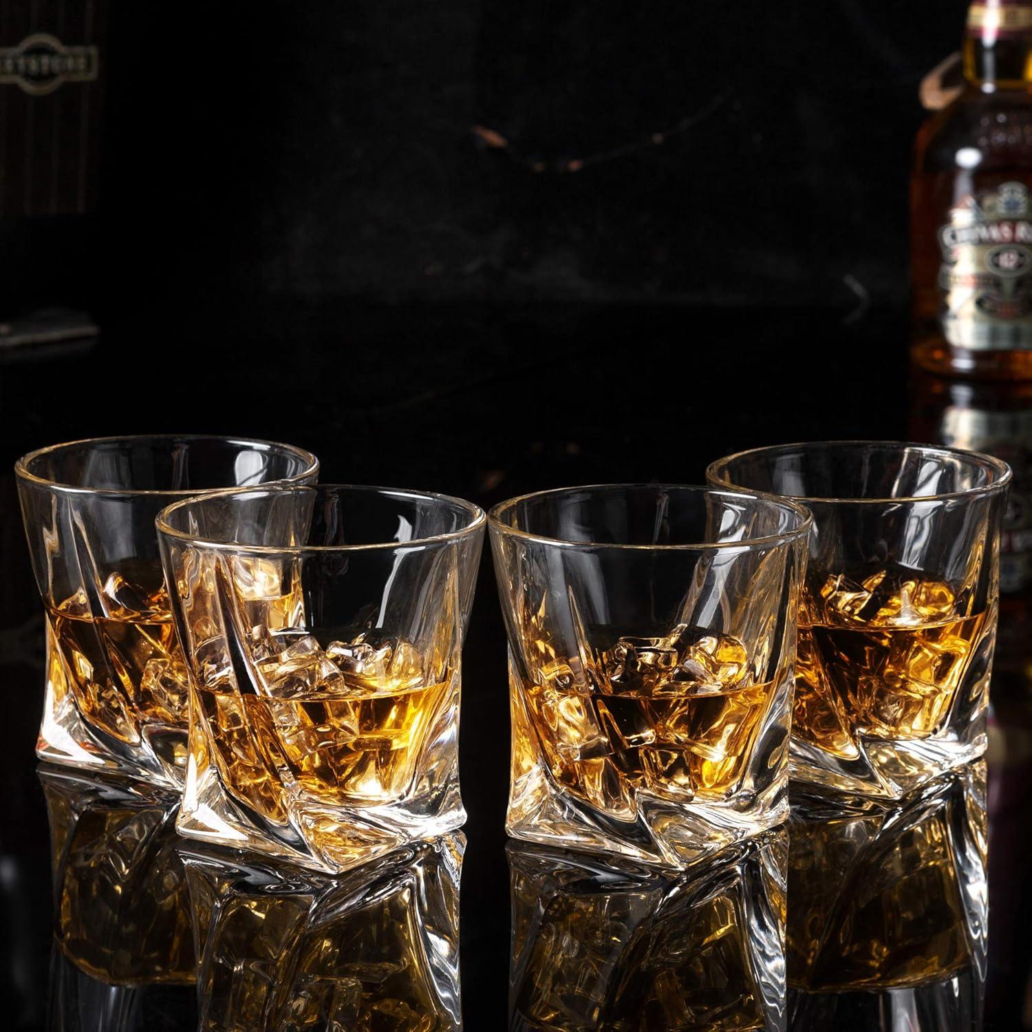 KANARS Whiskey Glasses Set of 4, 10 oz Rocks Glassware for Scotch Bourbon Liquor, Whisky Tumbler