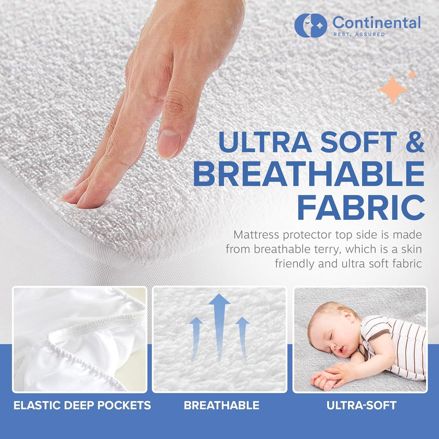 Continental Bedding Waterproof Terry Fitted Mattress Protector Sheet - Twin Size
