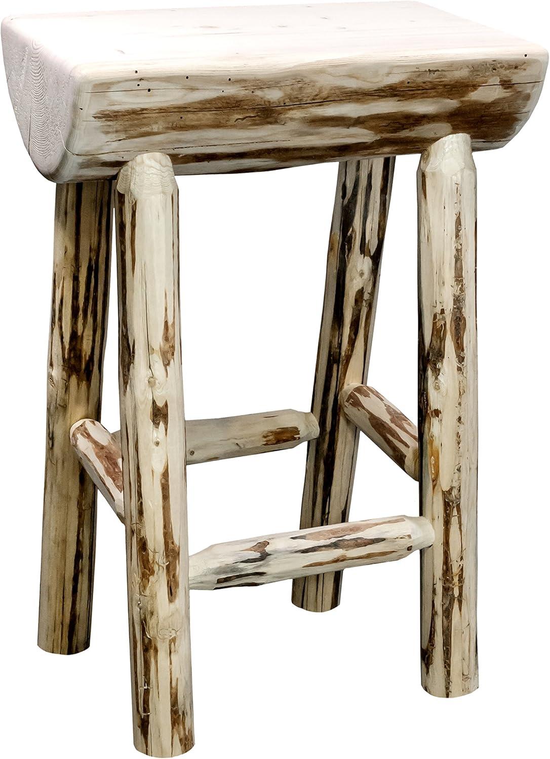 Montana Collection Counter Height Half Log Barstool, Ready to Finish