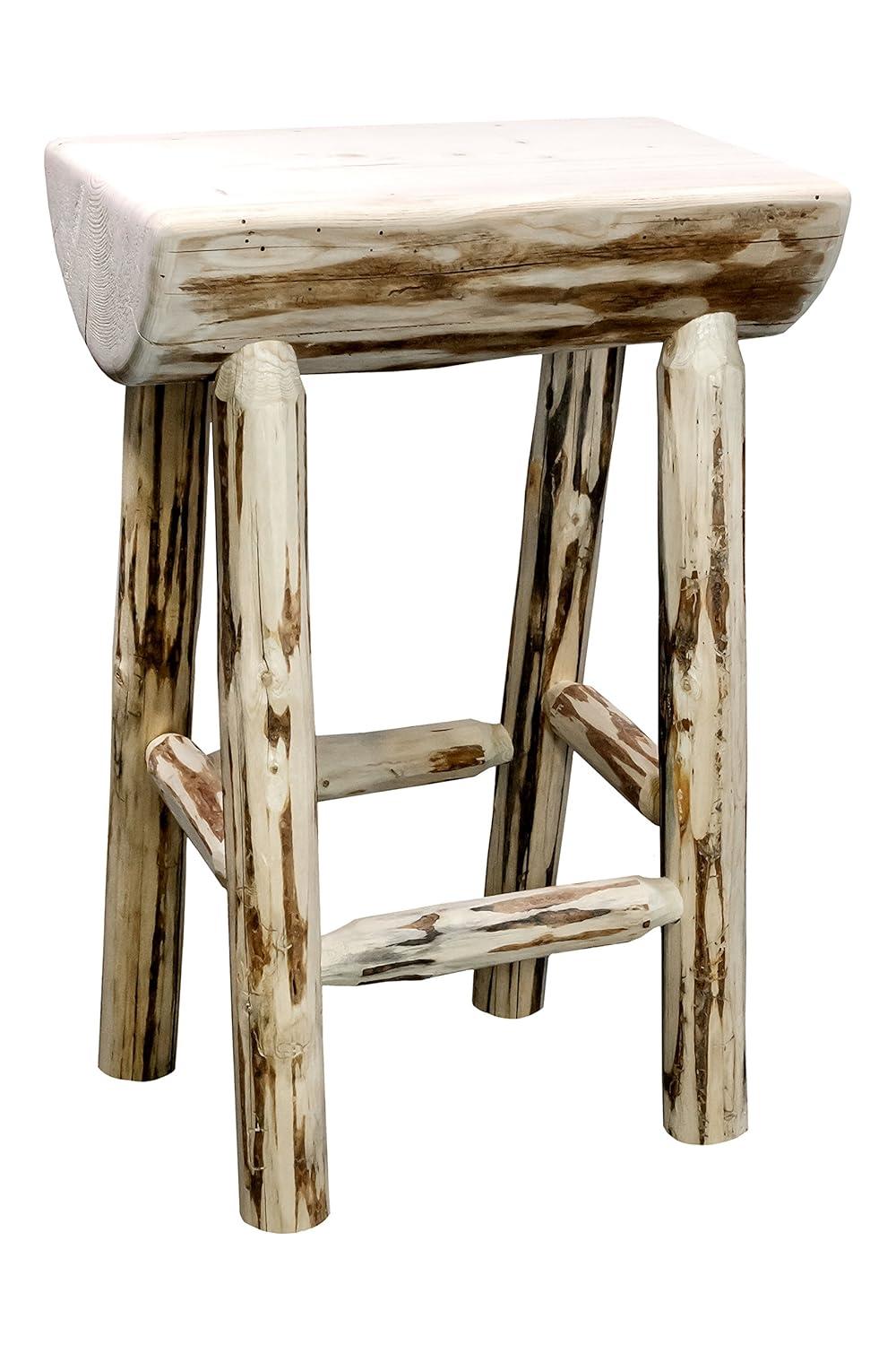 Montana Collection Counter Height Half Log Barstool, Ready to Finish