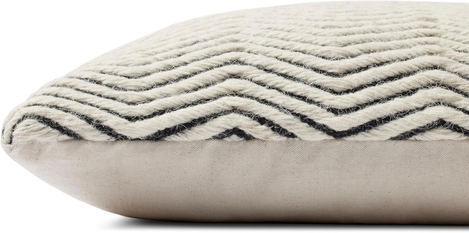 Ivory Chevron Wool Cotton Polyester Lumbar Pillow