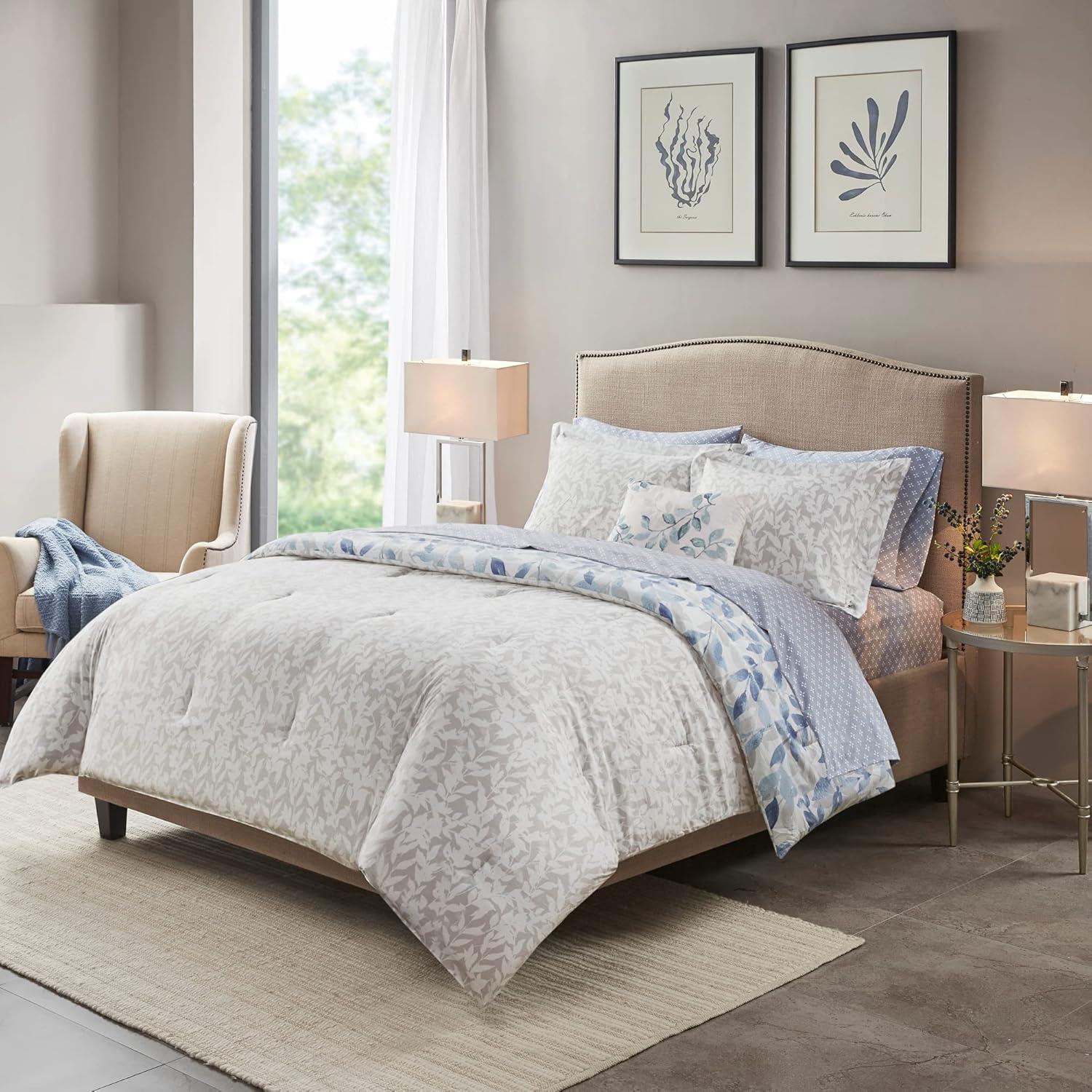 Madison Park Essentials Sofia Microfiber Reversible Comforter Set with Bed Sheets