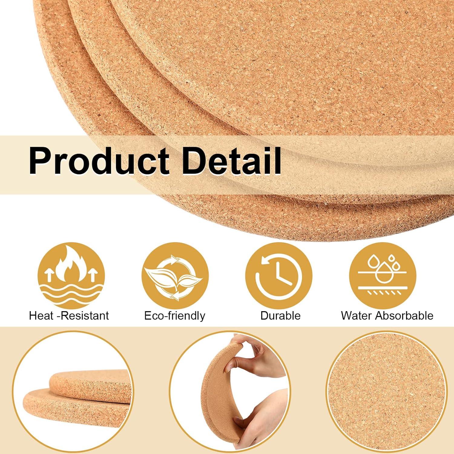 Panitay 24 Pc Cork Trivet - 8 Inch Thick Cork Coasters for Hot Dishes & Pots; Heat Resistant