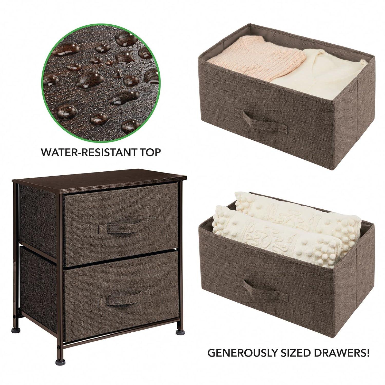 Wood Top Metal Frame 2 Drawer Night Stand