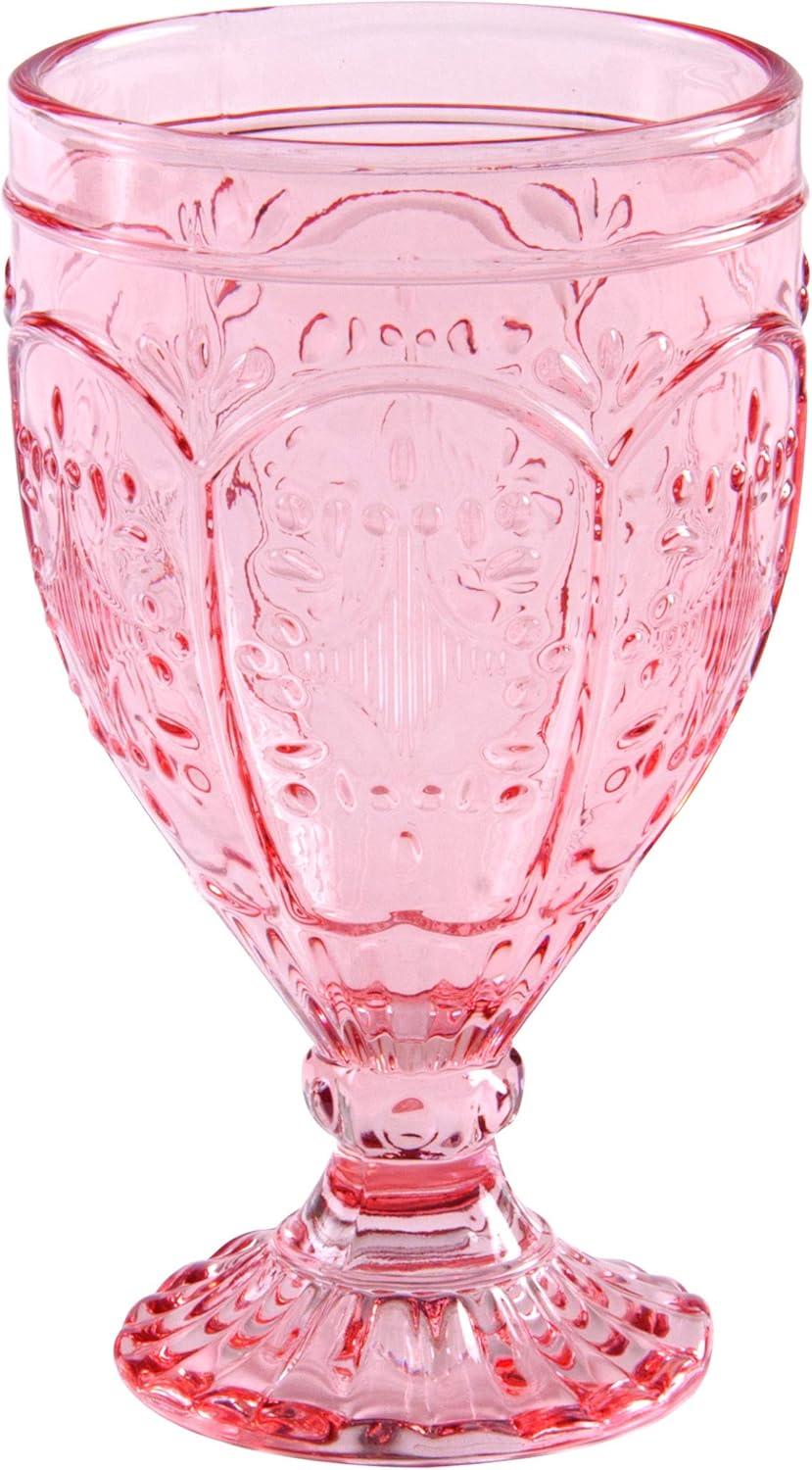 Blush Embossed Glass Goblet Set of Four