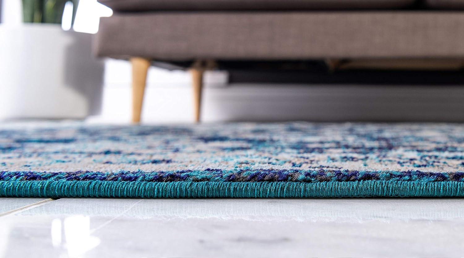 Unique Loom Penrose Collection Area Rug - Krystle (5' 3" x 8' Rectangle Navy Blue/Beige)