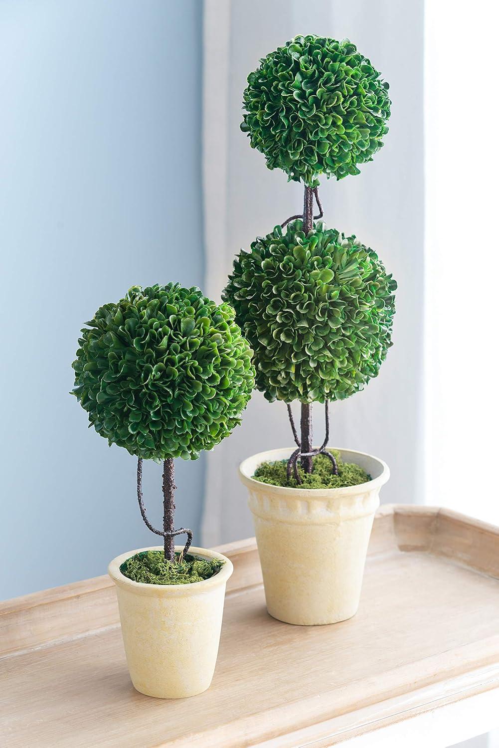 A&B Home Faux Boxwood Topiary-Double Sphere - Green