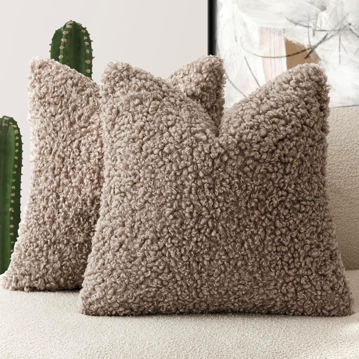 NordECO HOME Faux Fur Throw Pillow Covers Soft Teddy Polyester Square Throw Pillow Cover & Reviews | Wayfair