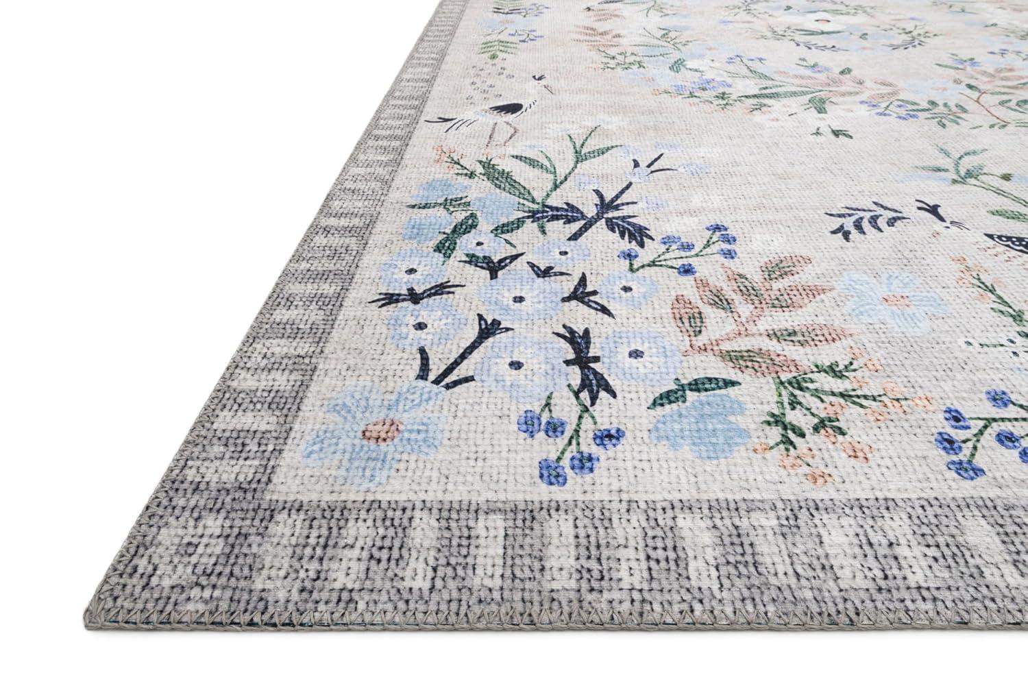 Stone and Grey Floral Synthetic 5' x 7' Area Rug