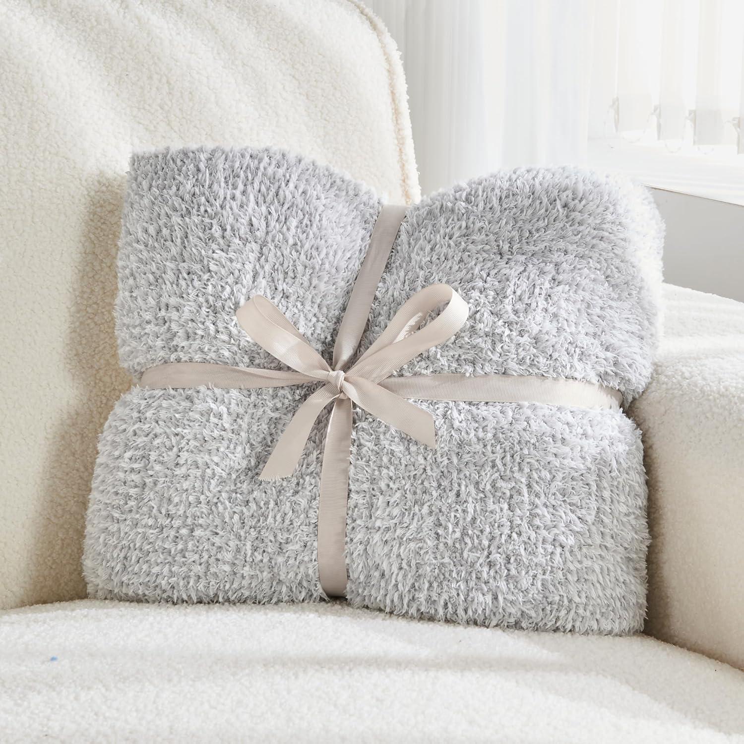 Soft Fluffy Sherpa Fleece Cozy Throw Blanket 50"x60" Heather Grey