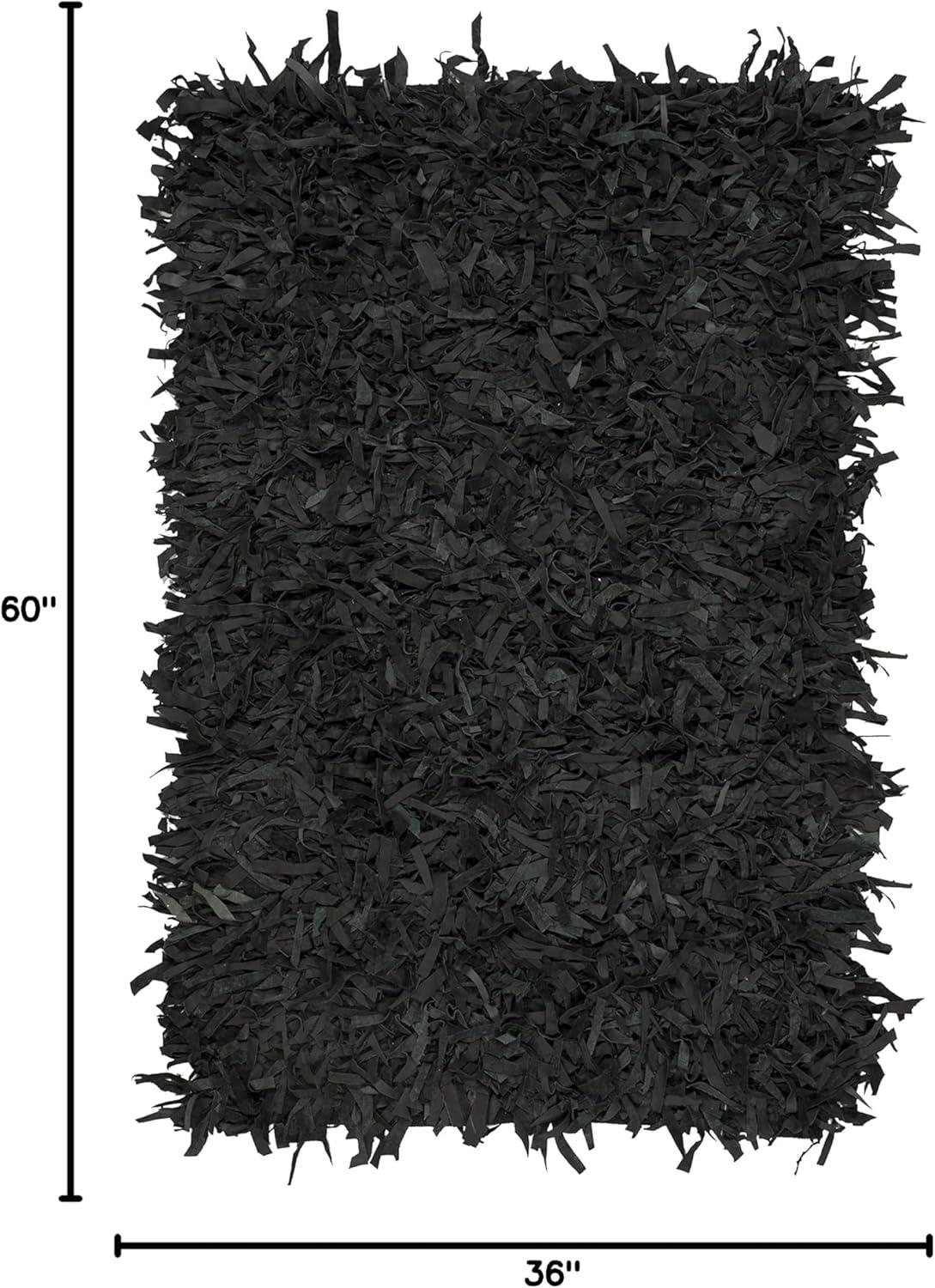 SAFAVIEH Leather Shag Dimitri Solid Area Rug, Saddle, 3' x 5'